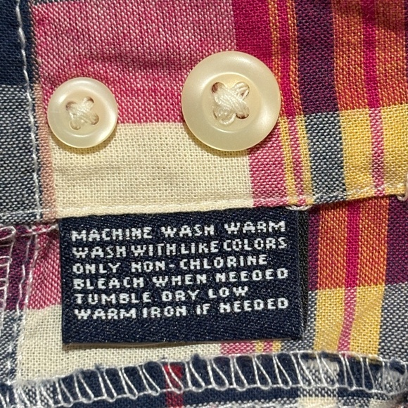 American Living Men Long sleeve Patchwork Button Down Shirt Sz M Plaid Madras - Picture 7 of 11